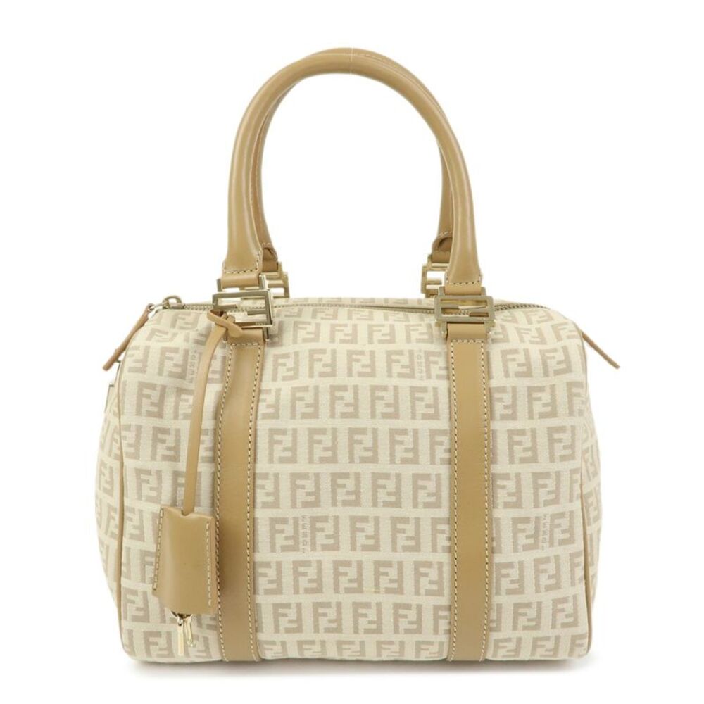 Fendi Boston Zucchino Coated Canvas Beige Canvas Handbag